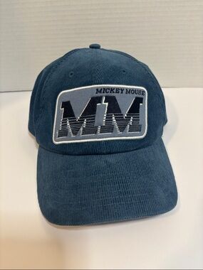Disney Parks Authentic Corduroy Mickey Mouse Blue Baseball Hat With Patch Adult